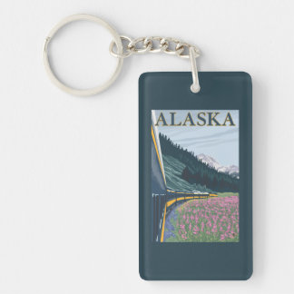 AlaskaRailroad and Fireweed Vintage Travel Keychain