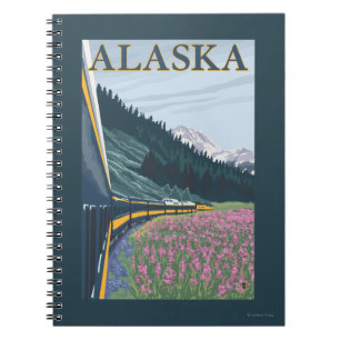 AlaskaRailroad and Fireweed Vintage Travel Notebook