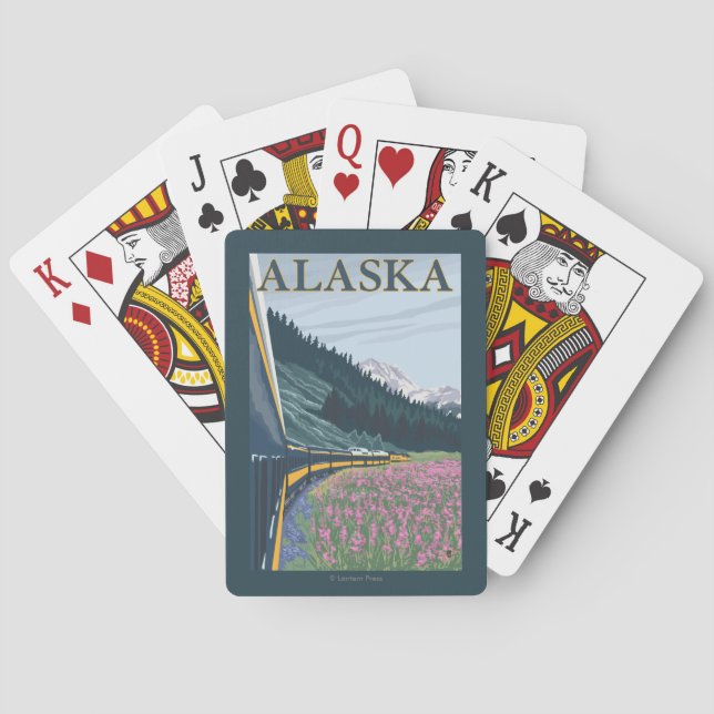 AlaskaRailroad and Fireweed Vintage Travel Playing Cards (Back)