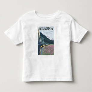 AlaskaRailroad and Fireweed Vintage Travel Toddler T-shirt