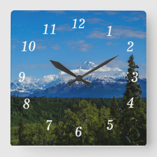 Alaska's Mt. McKinley Square Wall Clock