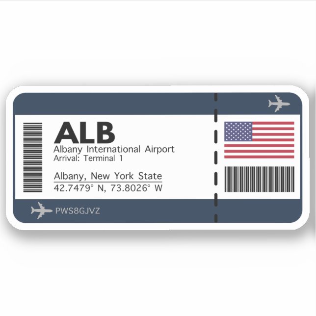 ALB Albany Boarding Pass - New York Travel (Front)