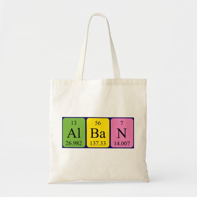 Alban periodic table name tote bag (Front)