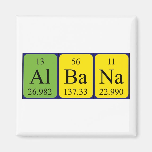 Albana periodic table name magnet (Front)