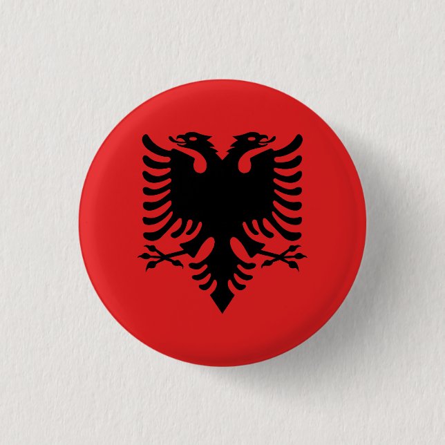 Albania (Albanian) Flag 1 Inch Round Button (Front)