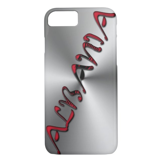 Albania Albanian Flag Colour Typography Silver Case-Mate iPhone Case (Back)