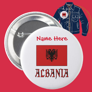Albania Albanian Flag Red Personalization  2 Inch Round Button