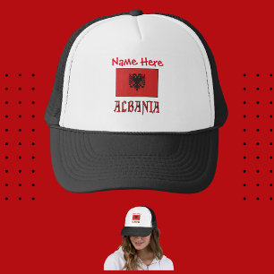 Albania Albanian Flag Red Personalization Trucker Hat