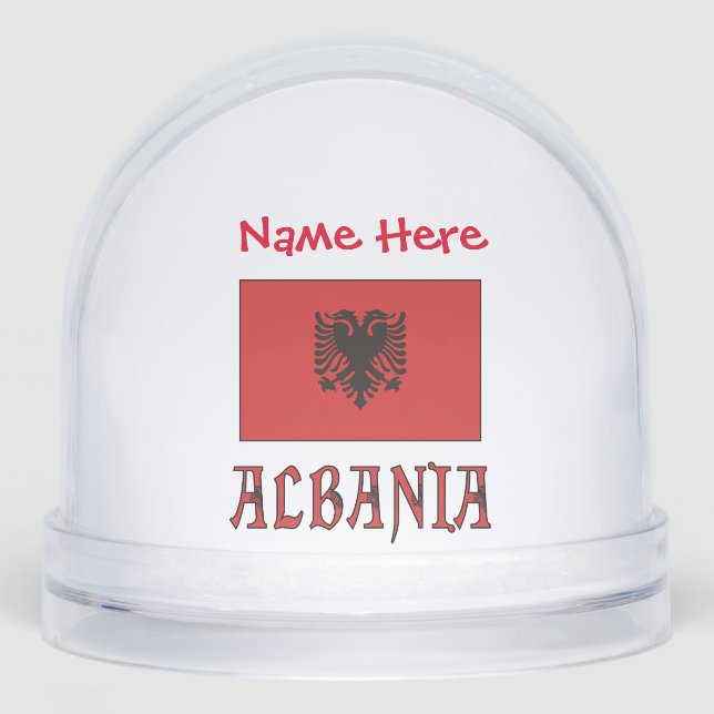 Albania Albanian Flag Red Personalizrd Snowglobe (Front)