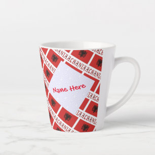 Albania Albanian Flag Tiled Red Personalization  Latte Mug
