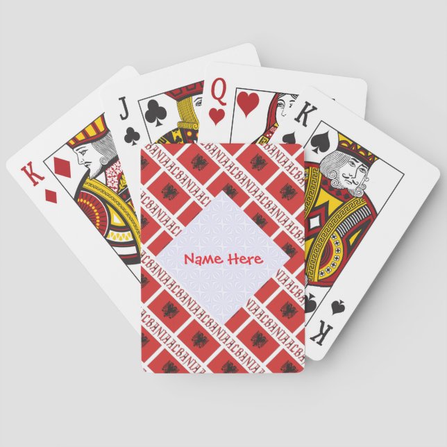 Albania Albanian Flag Tiled Red Personalized  Playing Cards (Back)