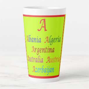 Albania Algeria Australia Argentina lime green Latte Mug