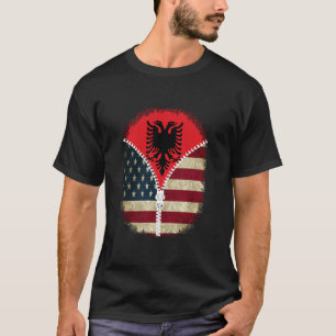 Albania American USA Flag - USA Albanian Zipper T-Shirt