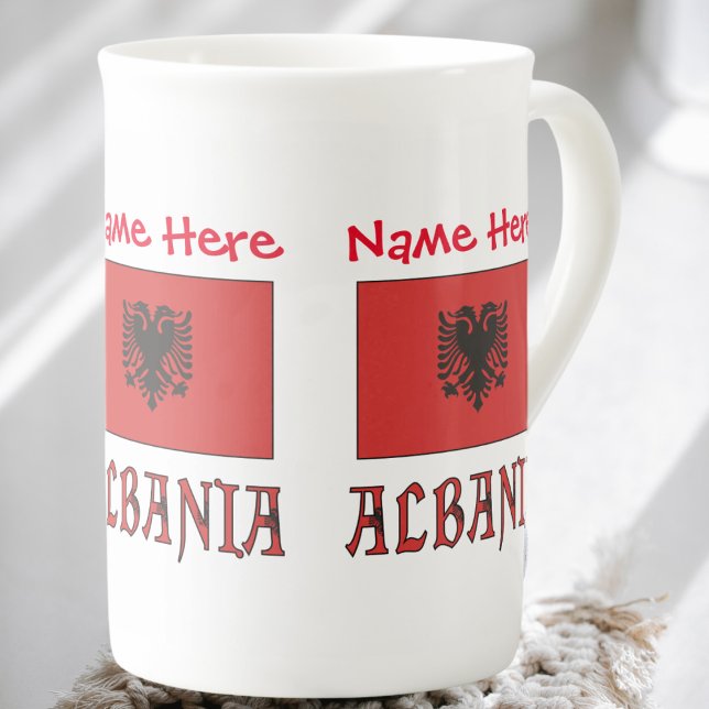 Albania and Albanian Flag Red Personalization  Bone China Mug (Creator Uploaded)