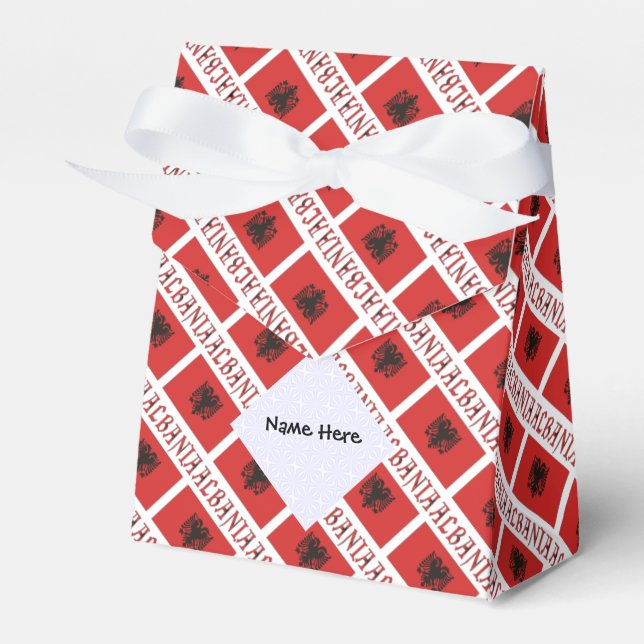 Albania and Albanian Flag Tiled with Your Name Favor Box (Front Side)