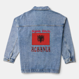 Albania and Albanian Flag White Personalized Denim Jacket