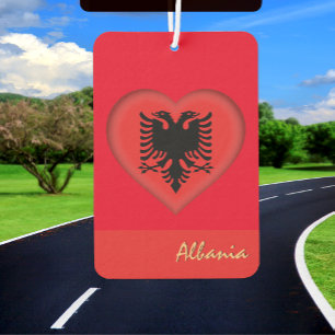 Albania, car freshener, Heart, Albanian Flag Air Freshener