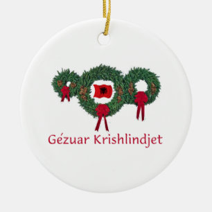 Albania Christmas 2 Ceramic Ornament
