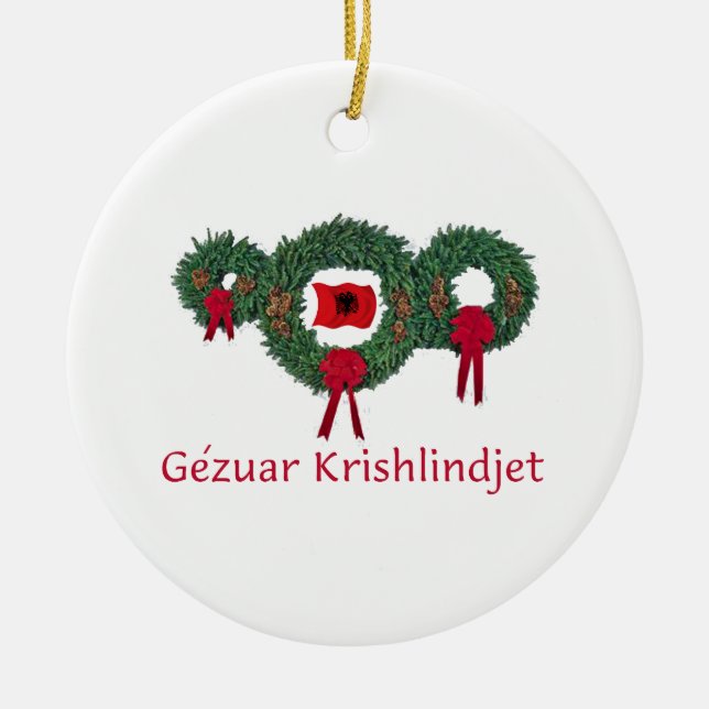 Albania Christmas 2 Ceramic Ornament (Front)