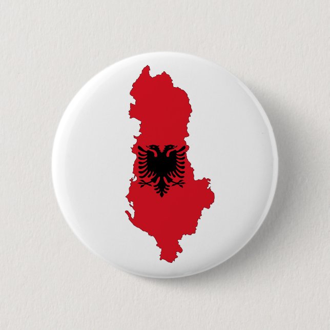albania country flag map shape symbol silhouette 2 inch round button (Front)