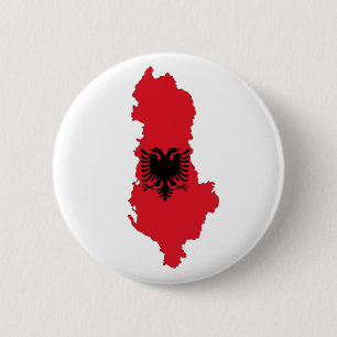albania country flag map shape symbol silhouette 2 inch round button