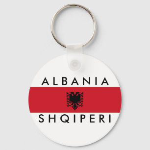 albania country long flag nation symbol name keychain