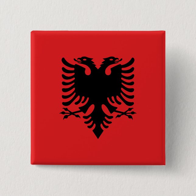 Albania Flag 2 Inch Square Button (Front)