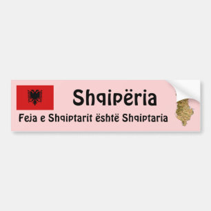 Albania Flag and Map Bumper Sticker