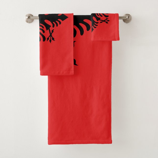 Albania Flag Bath Towel Set (Insitu)