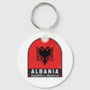 Albania Flag Emblem Distressed  Keychain