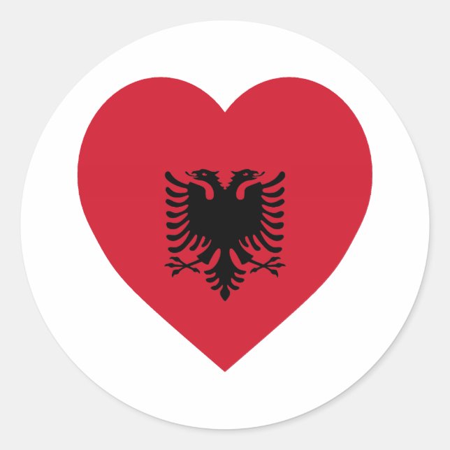 Albania Flag Heart Classic Round Sticker (Front)