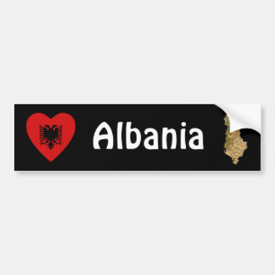 Albania Flag Heart + Map Bumper Sticker