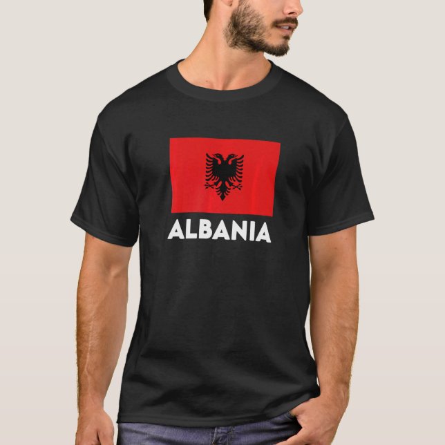 Albania Flag Red Black   T-Shirt (Front)