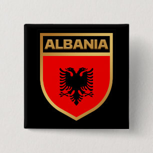 Albania Flag Shield 2 Inch Square Button