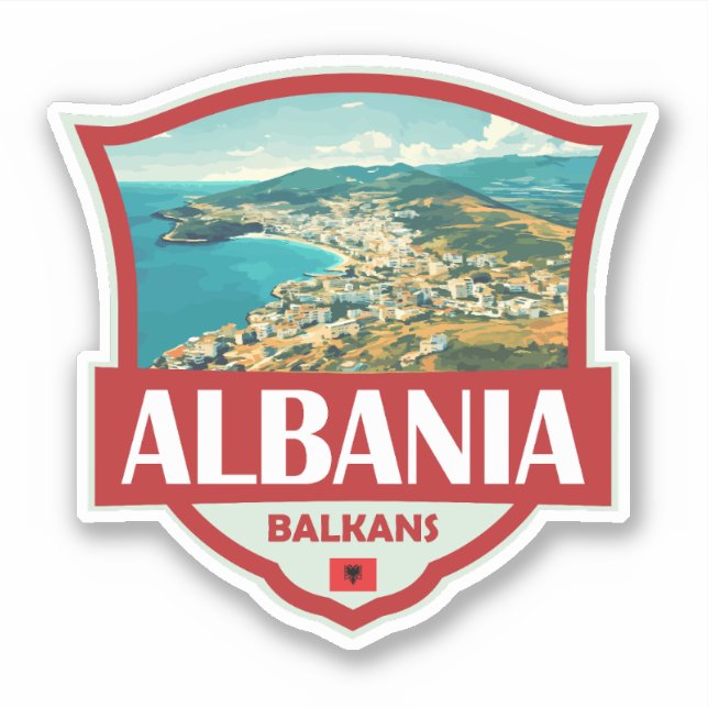 Albania Illustration Retro Badge (Front)