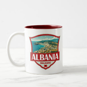 Albania Illustration Retro Badge Two-Tone Coffee Mug