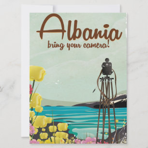 Albania landscape vintage travel poster.
