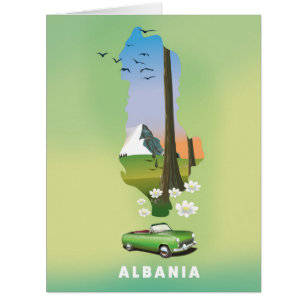 Albania map Illustrated travel poster