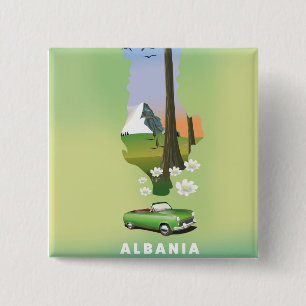 Albania map Illustrated travel poster 2 Inch Square Button