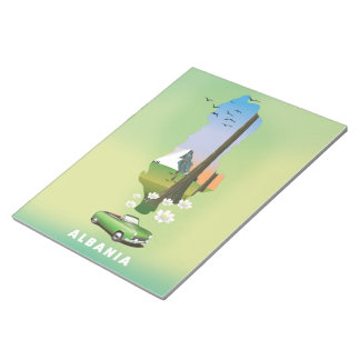 Albania map Illustrated travel poster Notepad