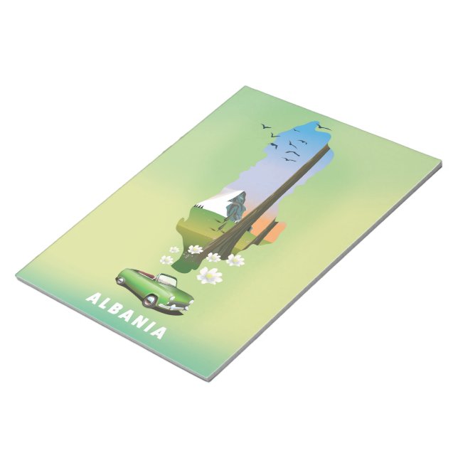 Albania map Illustrated travel poster Notepad (Angled)