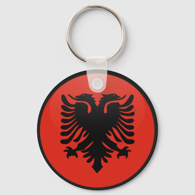 Albania quality Flag Circle Keychain (Front)