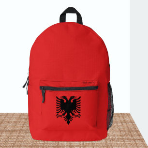 Albania, red backpack, Albanian Flag Printed Backpack