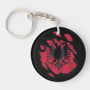 Albania Ripped Flag Keychain
