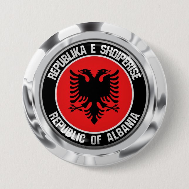 Albania Round Emblem 3 Inch Round Button (Front)
