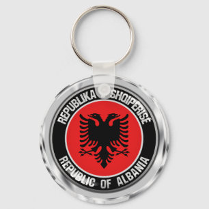 Albania Round Emblem Keychain