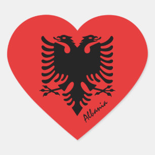 Albania Sticker, Heart, Patriotic Albanian Flag Heart Sticker