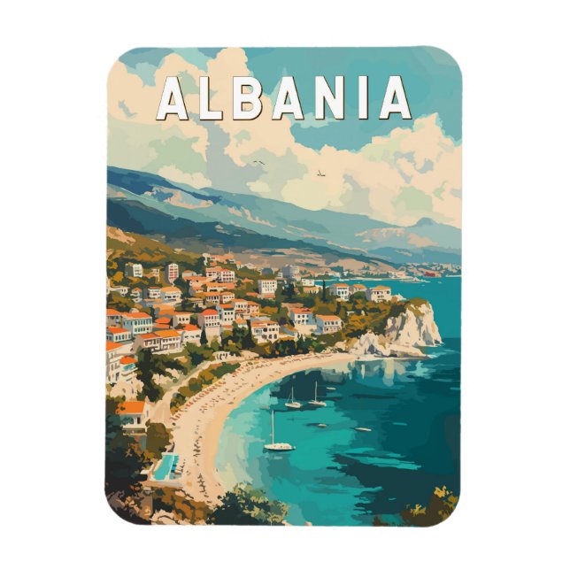 Albania Travel Art Vintage Magnet (Vertical)