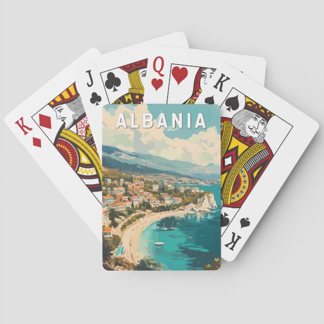 Albania Travel Art Vintage Playing Cards (Back)