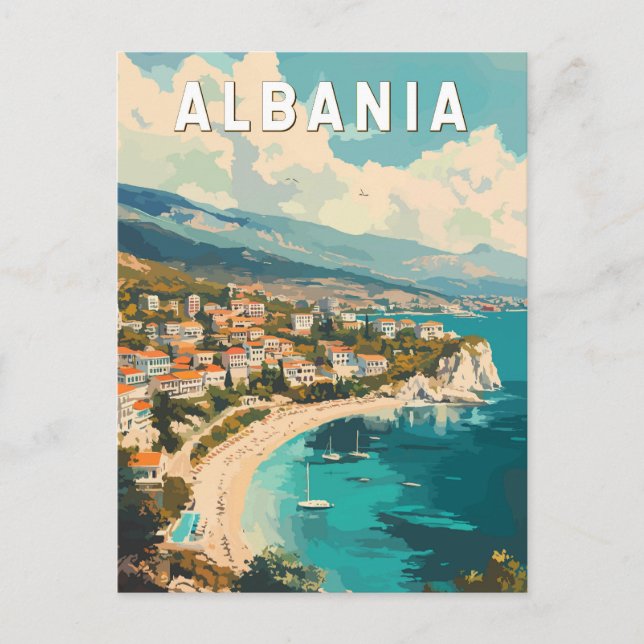 Albania Travel Art Vintage Postcard (Front)